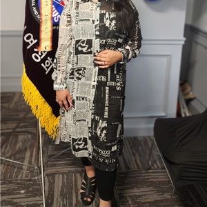 Long shirt newspaper print